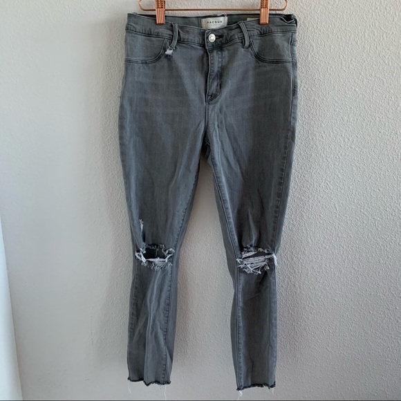 PacSun Ankle Jegging Gray Distressed Raw Hem 28 - Picture 2 of 11